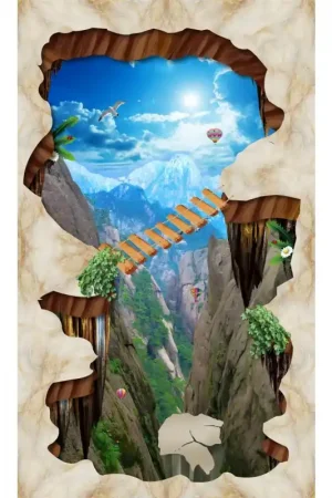 Animation 3D décor vertigineux revêtement de sol trompe l'œil - Montagne dans le trou Acheter Direct
