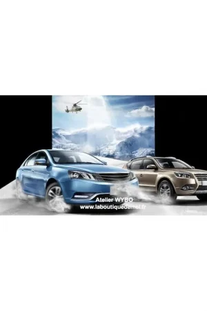 Livraison Express Décoration combinée mur sol trompe l'œil 3D, conception spéciale "voiture" - Sur la neige