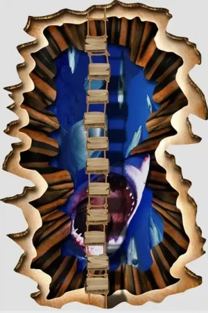 Artisanat Revêtement sol trompe l'oeil effet 3D-Les requins2
