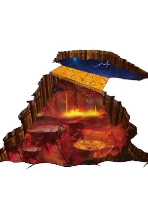 Solde Revêtement sol trompe l'oeil effet 3D - Passerelle sur le volcan