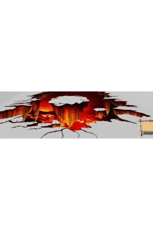 Vente Flash Revêtement de sol trompe l'œil effet 3D - Eruption de volcan