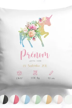 Achat Immédiat Coussin de naissance - Licorne paillettes