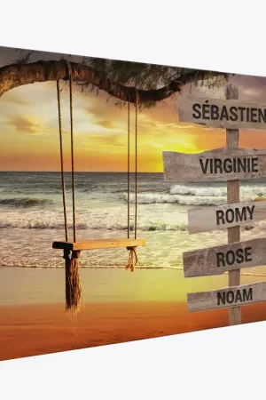 Bon Plan Tableau toile personnalisé avec prénoms - Mer Balançoire