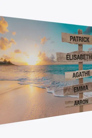 Haute Qualité Tableau toile personnalisé avec prénoms - Plage