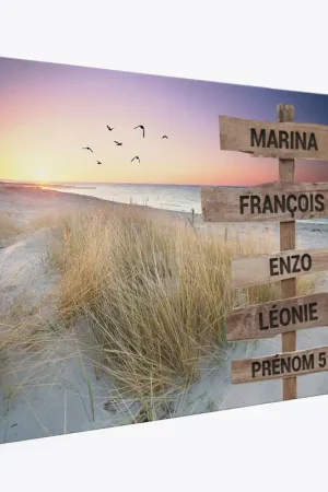 Offre Spéciale Tableau toile personnalisé avec prénoms - Plage