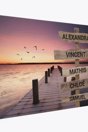 Tableau toile personnalisé avec prénoms - Ponton Mer Pas Cher