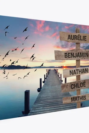Promotion Saisonnière Tableau toile personnalisé avec prénoms - Ponton