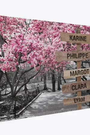Tableau toile personnalisé avec prénoms - Sakura Vente Flash