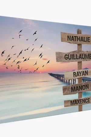 Tableau toile personnalisé avec prénoms - Ponton Mer Prix Réduit