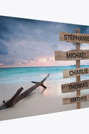 Seulement Aujourd’hui Tableau toile personnalisé avec prénoms - Plage mer