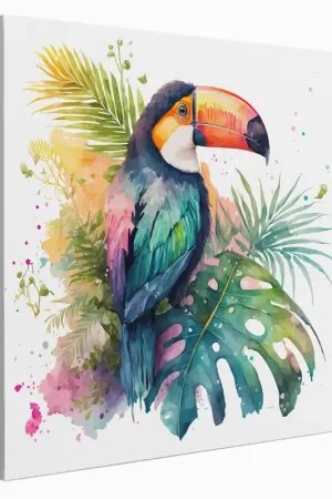 Tableau toile Enfants Carré - Toucan Tropical Commander Maintenant