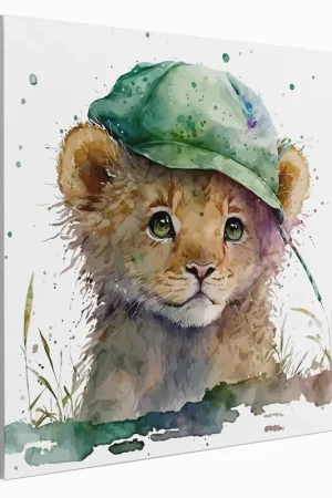 Tableau toile Enfants Carré - Lionceau Prix Cassé