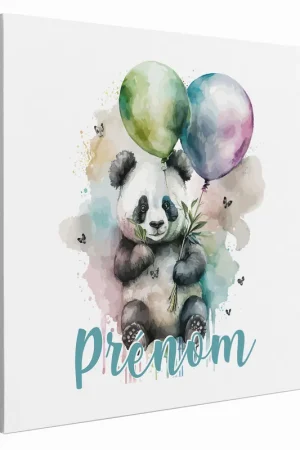 Tableau toile enfants personnalisée avec prénom - Panda Ballons Artisanat
