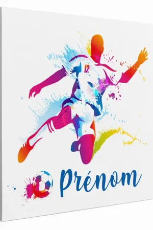 Bon Marché Tableau toile enfants personnalisée avec prénom - Joueur de Foot