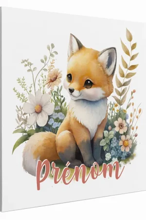 Vente Flash Tableau toile enfants personnalisée avec prénom - Petit Renard
