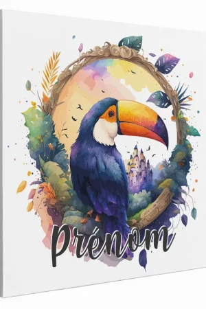 Vente Flash Tableau toile enfants personnalisée avec prénom - Toucan