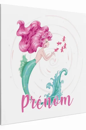 Achat Immédiat Tableau toile enfants personnalisée avec prénom - Sirène Océan