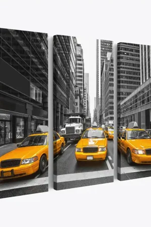 Vente Flash Tableau triptyque sur toile - New York Taxis