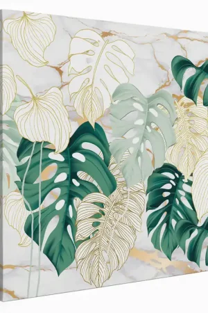 Achat Immédiat Tableau toile Carré - Feuilles palmiers