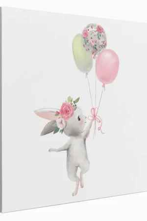 Vente Flash Tableau toile Enfants Carré - Lapin Ballons