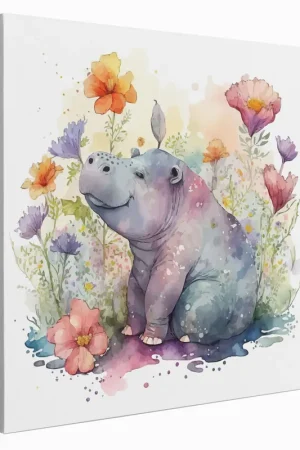 Vente Flash Tableau toile Enfants Carré - Hippopotame
