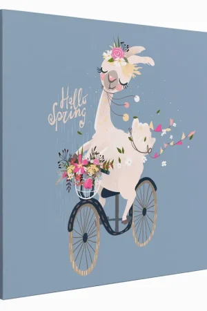 Achat Immédiat Tableau toile Enfants Carré - Lama à Vélo