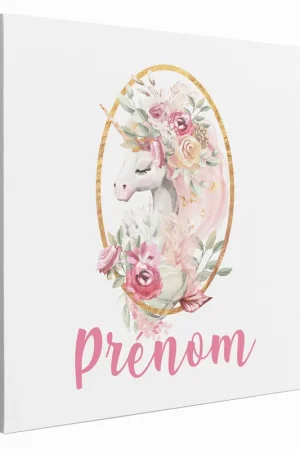 Achat Immédiat Tableau toile enfants personnalisée avec prénom - Licorne
