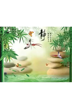 Achat Immédiat Tapisserie zen SPA - Les bambous et les oiseaux