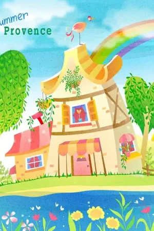 Vente Flash Dessin naïf - Paysage d'été - Maison au bord de la rivière