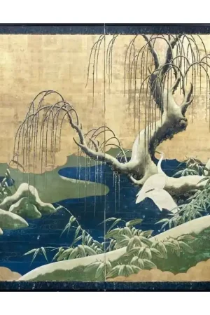 Top Vente Papier peint japonais 2 volets issu d'un ukiyo-e - Les aigrettes sous la neige